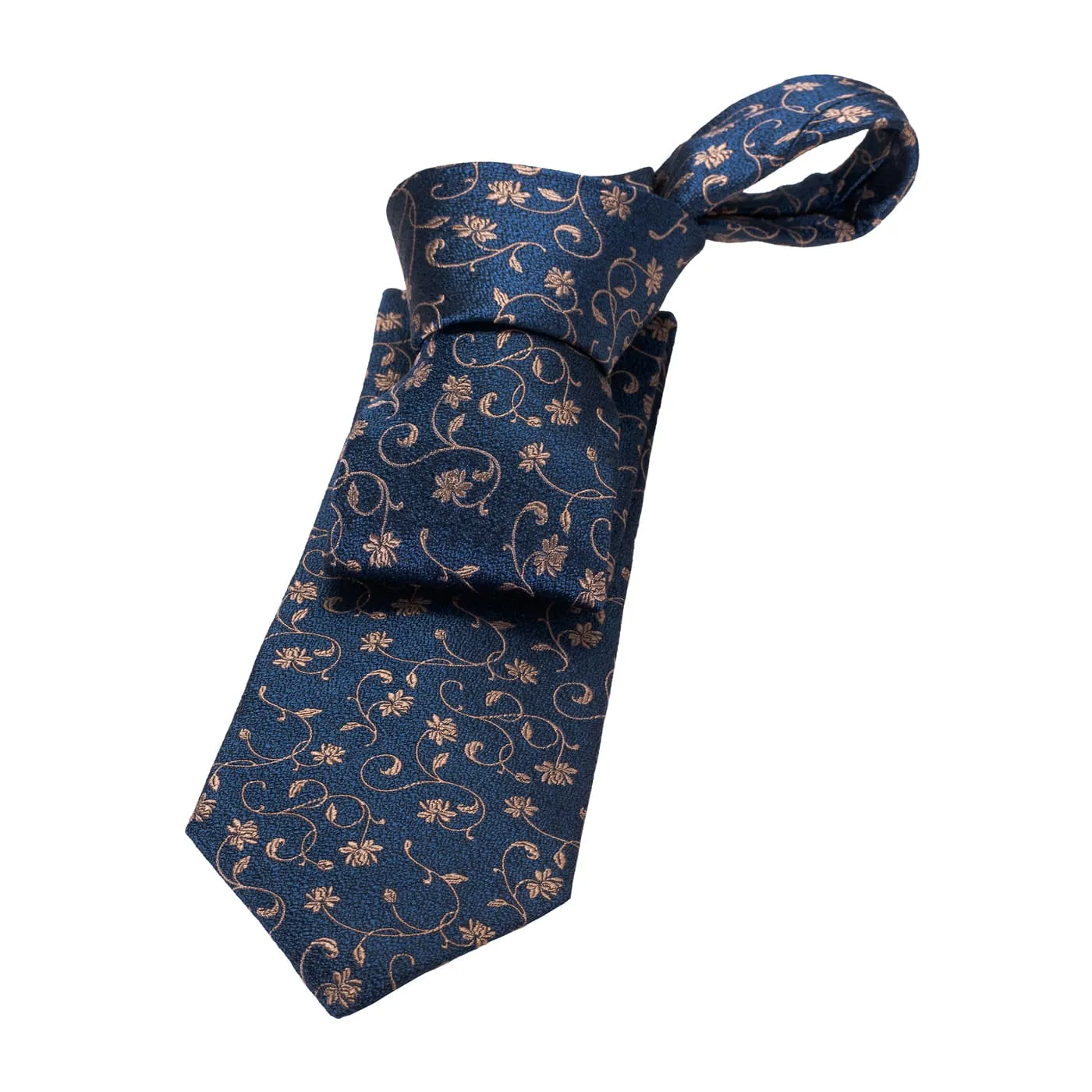 Kingsbury Floral Silk Tie, Navy / Gold sold by The Dark Knot Limited