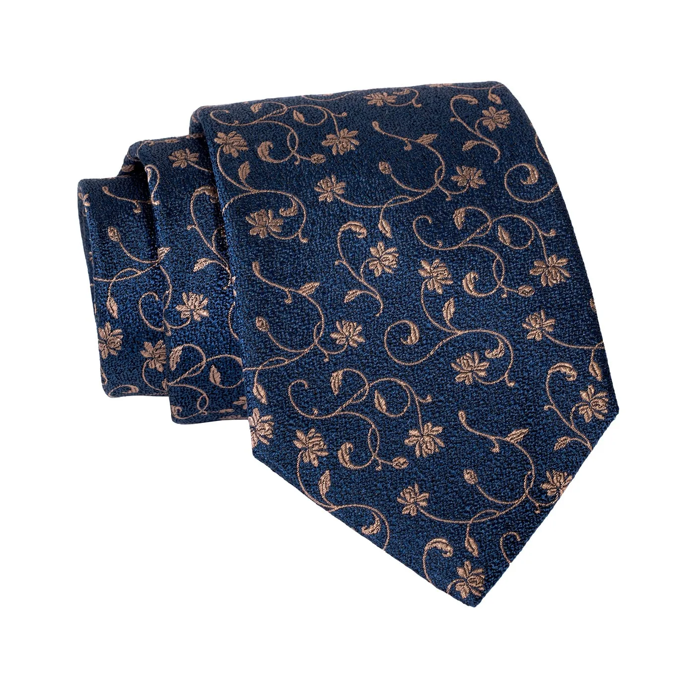 Kingsbury Floral Silk Tie, Navy / Gold sold by The Dark Knot Limited product image thumbnail 2