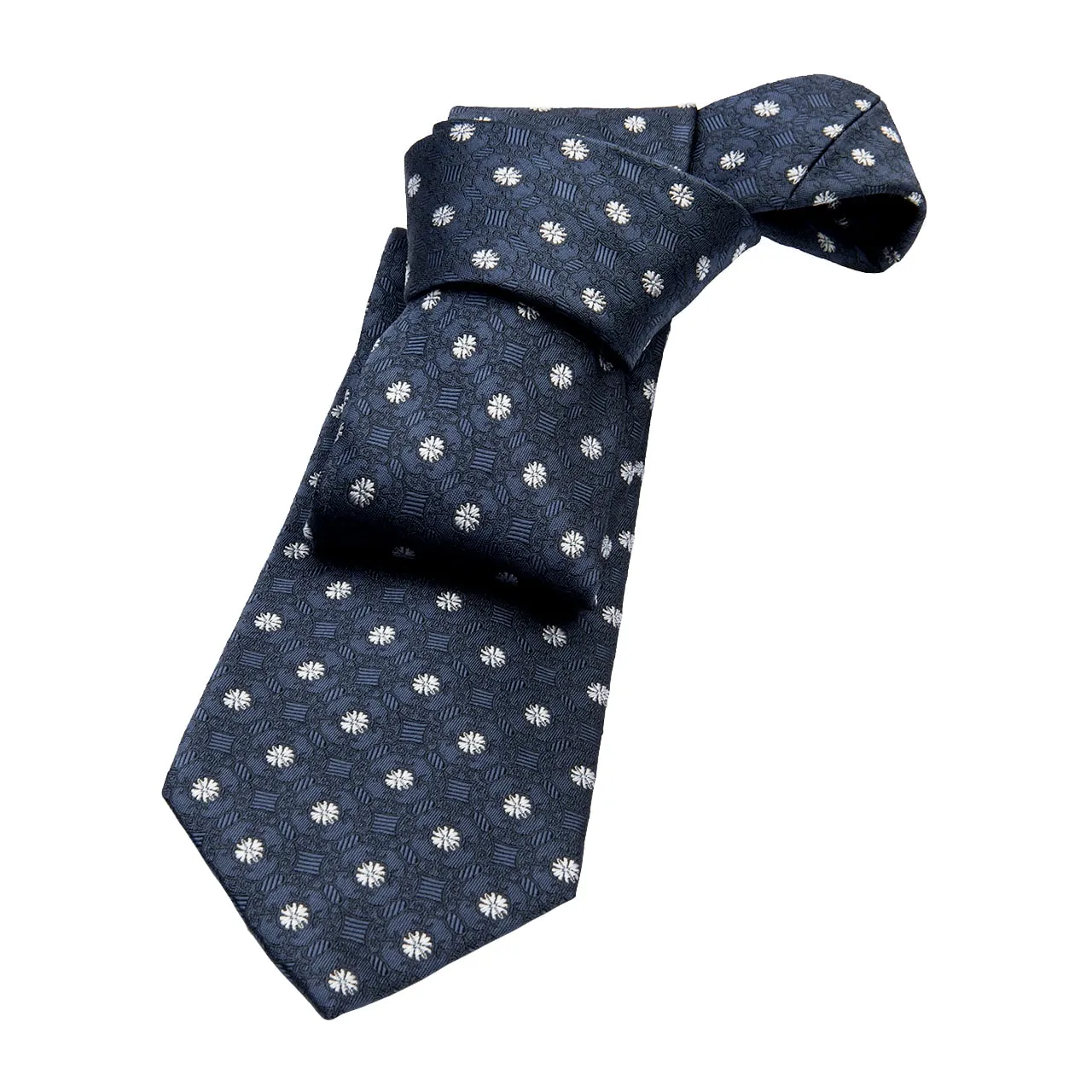Columbia Foulard Silk Tie, Bluish Grey / Silver sold by The Dark Knot Limited