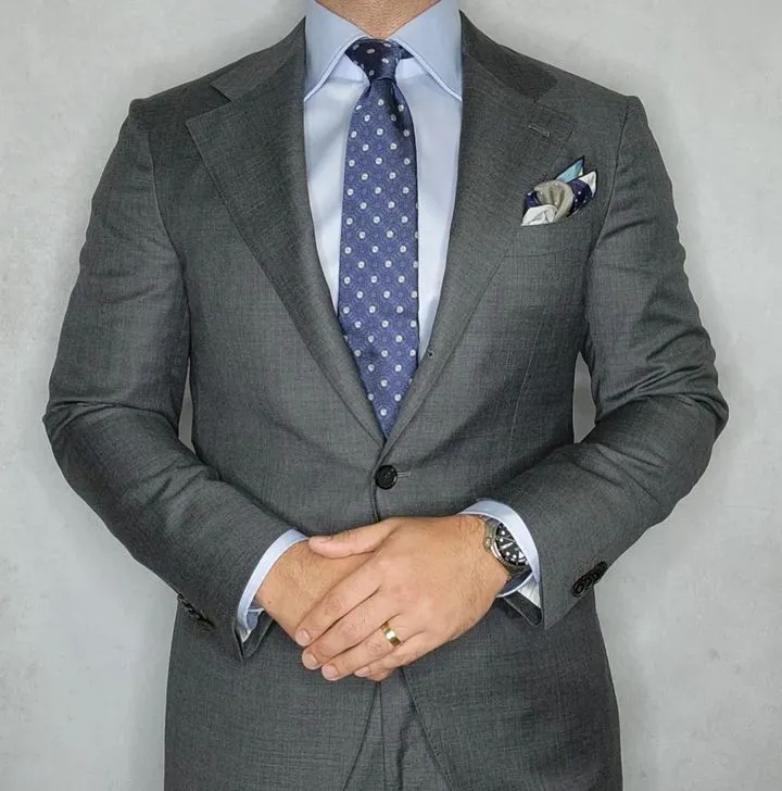 Columbia Foulard Silk Tie, Bluish Grey / Silver sold by The Dark Knot Limited product image thumbnail 4