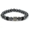 Palmdale Silver Owl Black Hermatite Beaded Bracelet sold by The Dark Knot Limited
