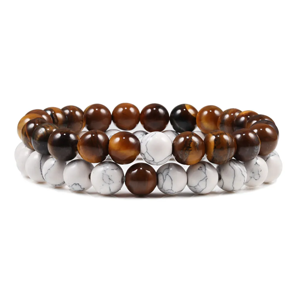 San Bernandino Stackable Beaded Bracelets, Brown / White sold by The Dark Knot Limited
