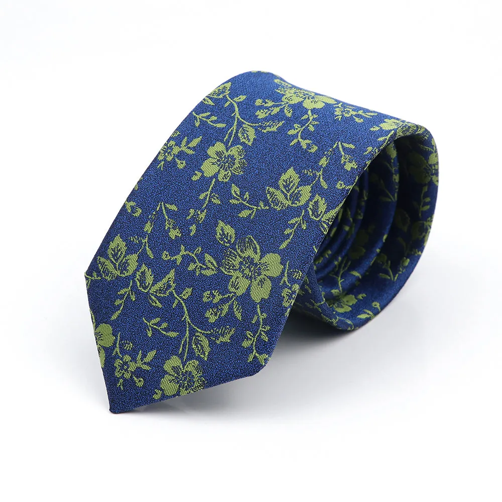 Bonita Springs Floral Skinny Polyester Tie, Light Green / Blue sold by The Dark Knot Limited