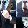 Baldwin Abstract Linen Pocket Square, Grey / White / Blue sold by The Dark Knot Limited