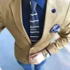 Baldwin Abstract Linen Pocket Square, Grey / White / Blue sold by The Dark Knot Limited