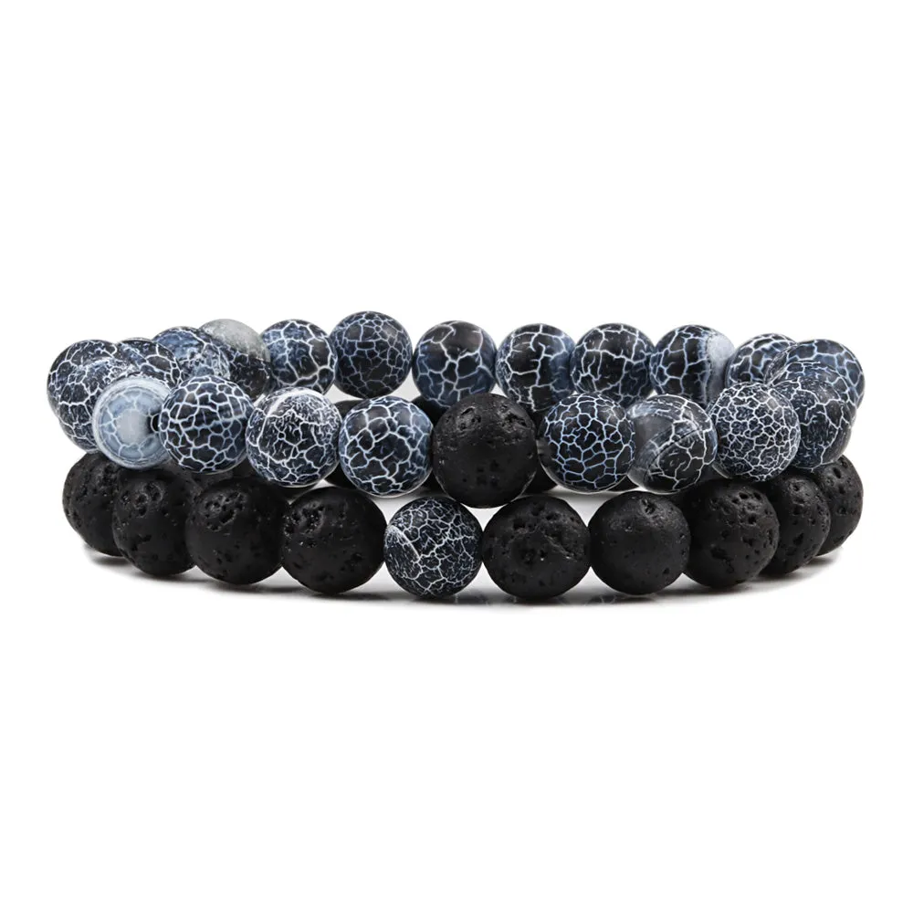 San Bernandino Stackable Beaded Bracelets, Grey Agate / Black sold by The Dark Knot Limited