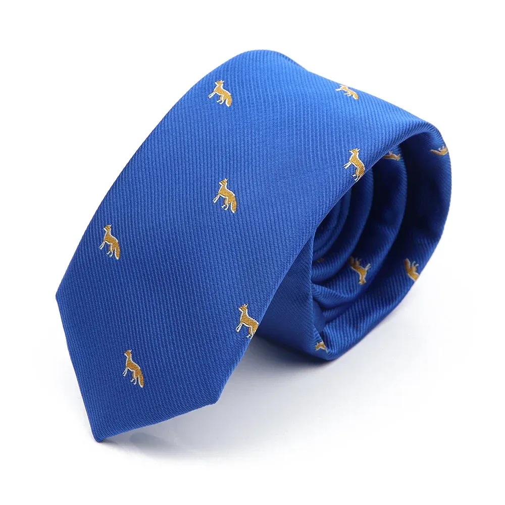 Sarasota Leopard Skinny Polyester Tie, Blue / Gold sold by The Dark Knot Limited