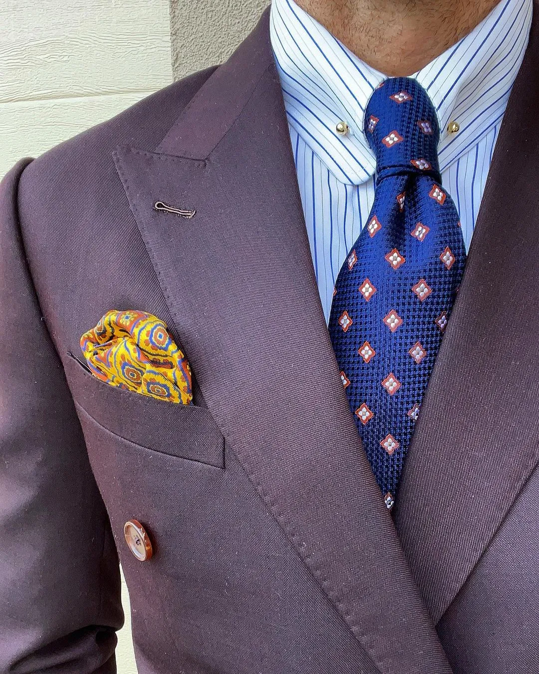 Champlain Foulard Silk Tie, Navy / Brown / Silver sold by The Dark Knot Limited product image thumbnail 5