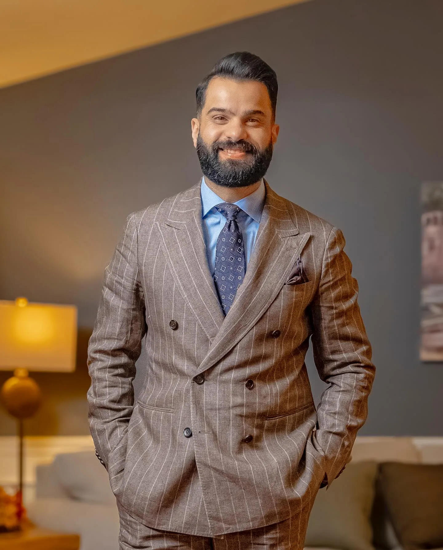 Lexington Foulard Silk Tie, Navy / Brown / White sold by The Dark Knot Limited product image thumbnail 5