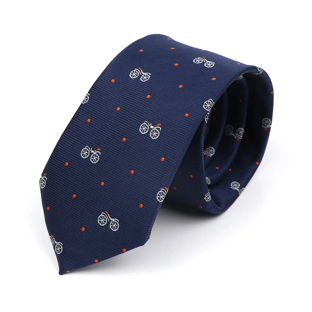 Bradenton Bicycles Skinny Polyester Tie, Navy / Silver / Red sold by The Dark Knot Limited