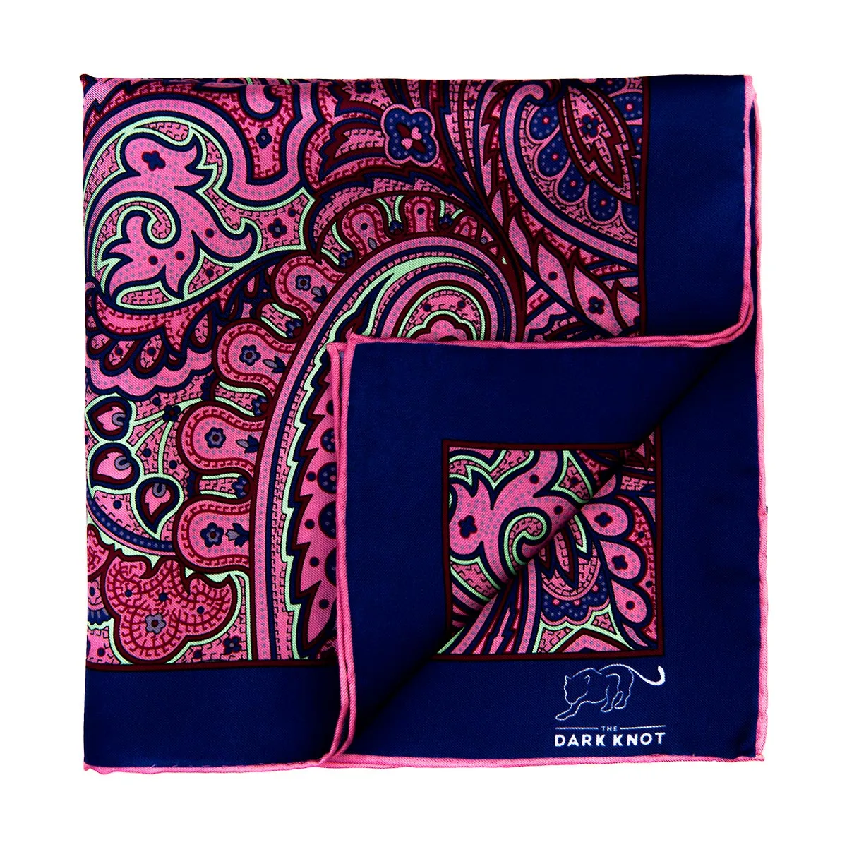 Concord Paisley Silk Pocket Square, Pink / Green / Blue sold by The Dark Knot Limited