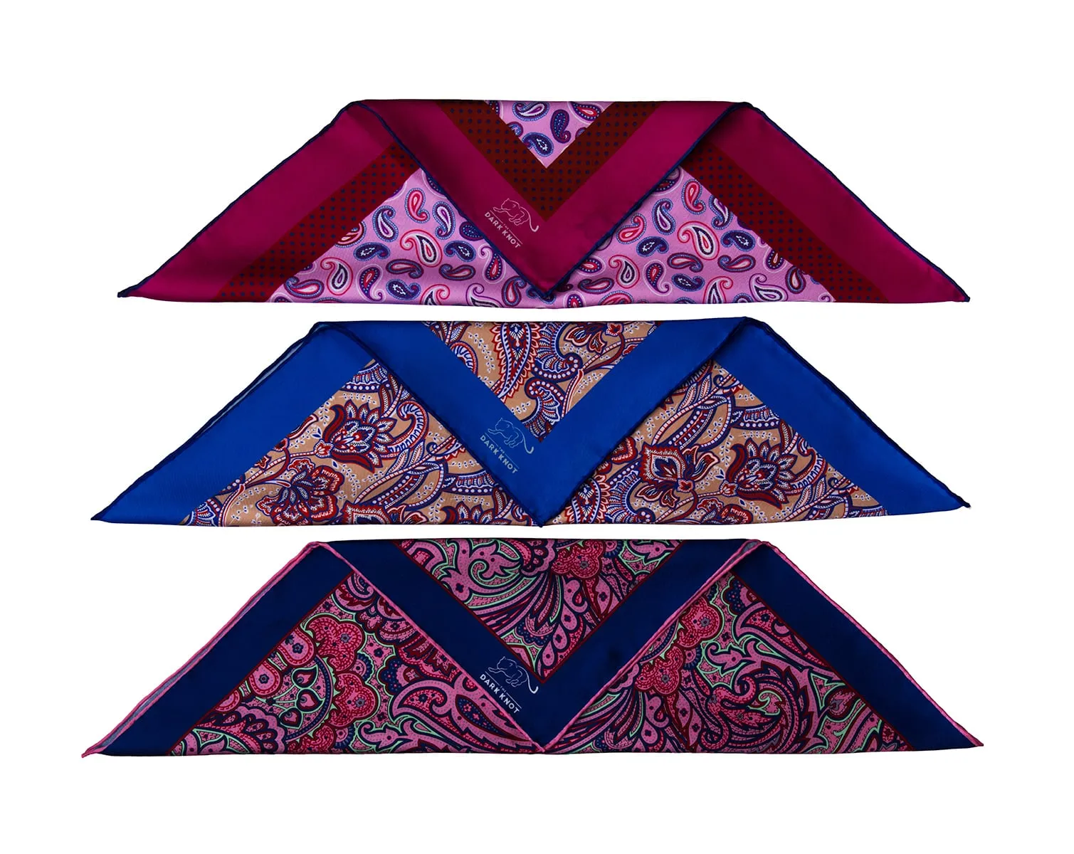 Concord Paisley Silk Pocket Square, Pink / Green / Blue sold by The Dark Knot Limited product image thumbnail 3