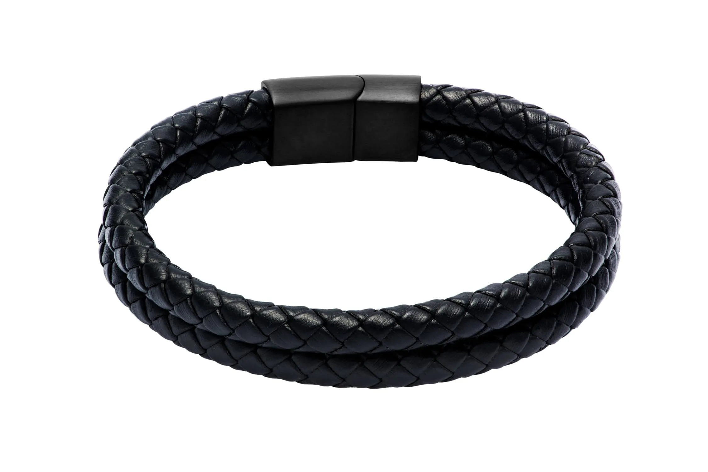 Coronado Black Leather Stainless Steel Bracelet sold by The Dark Knot Limited
