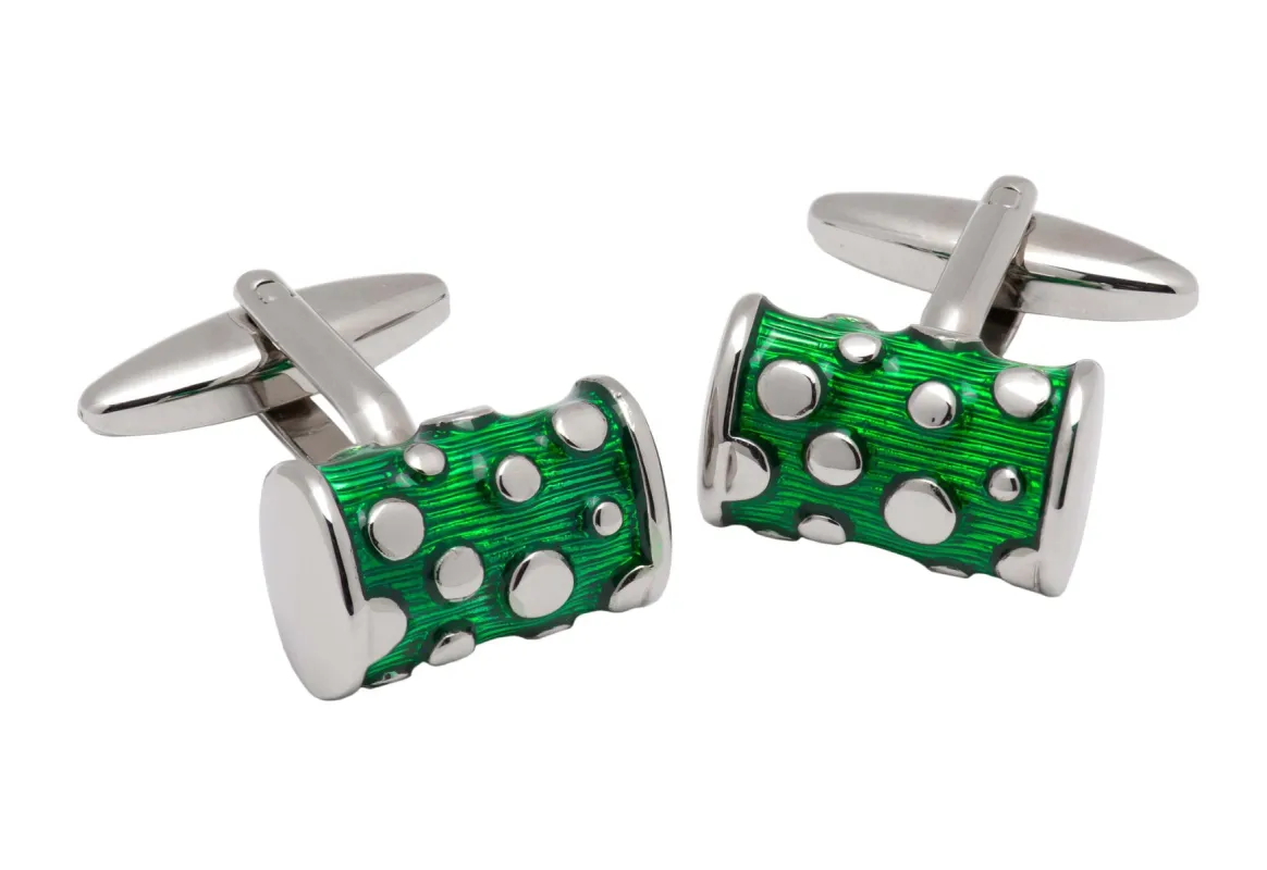 Medford Green and Silver Rhodium Plated Cufflinks sold by The Dark Knot Limited