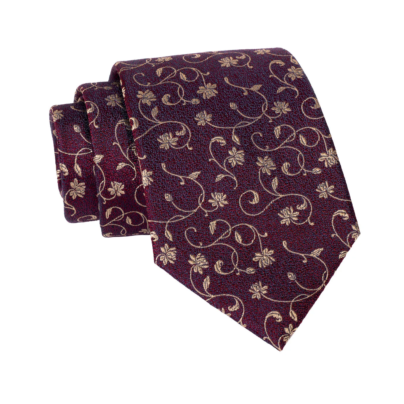 Kingsbury Floral Silk Tie, Burgundy / Gold sold by The Dark Knot Limited product image thumbnail 2