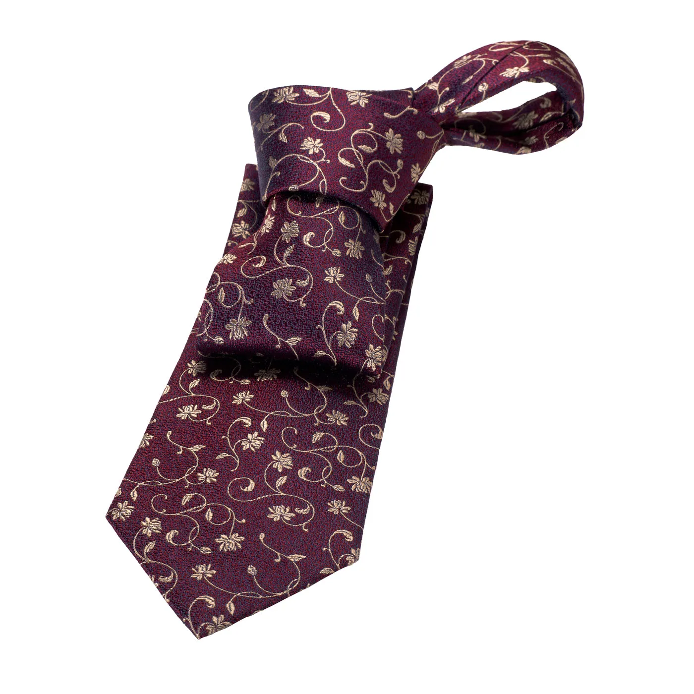 Kingsbury Floral Silk Tie, Burgundy / Gold sold by The Dark Knot Limited