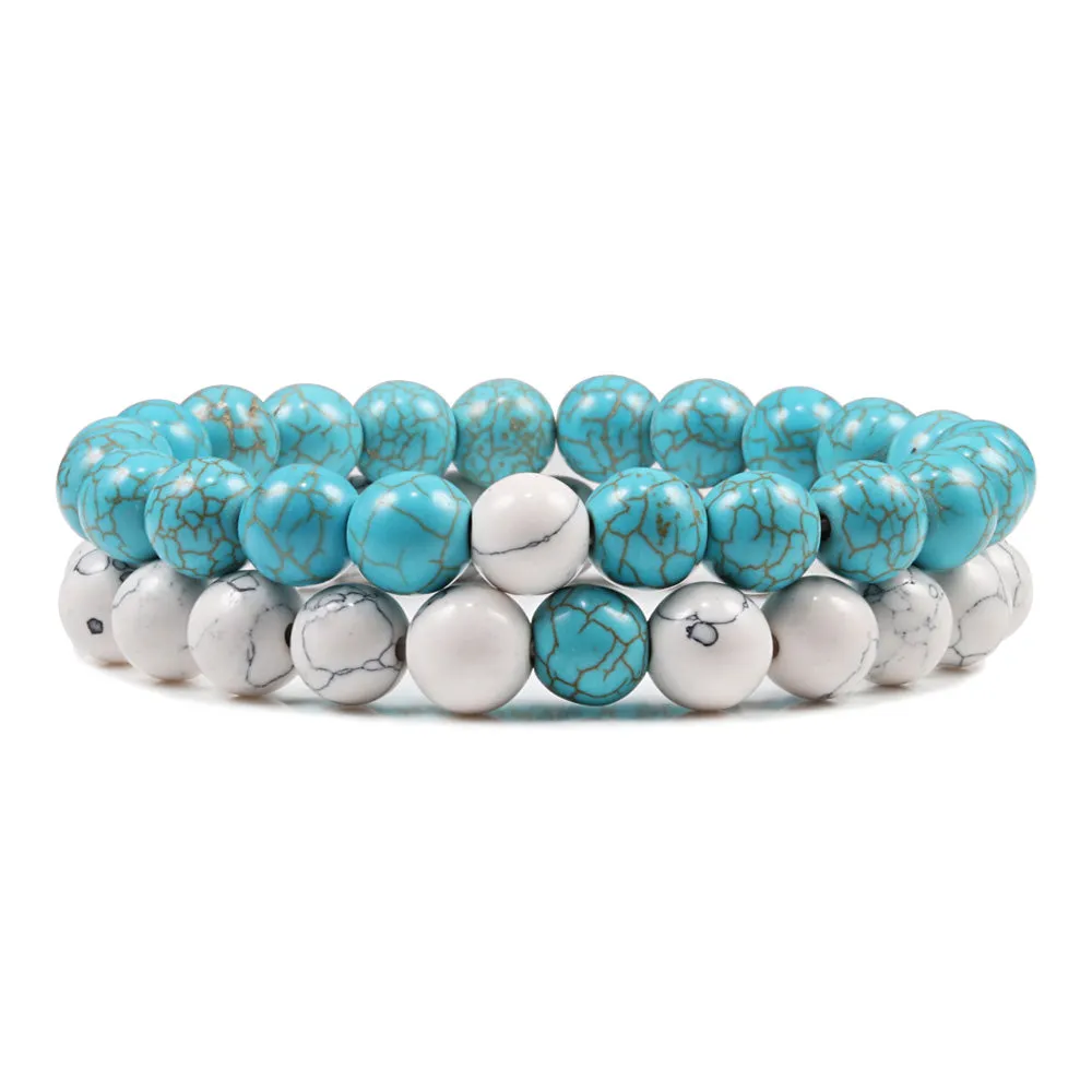 San Bernandino Stackable Beaded Bracelets, Turquoise / White sold by The Dark Knot Limited