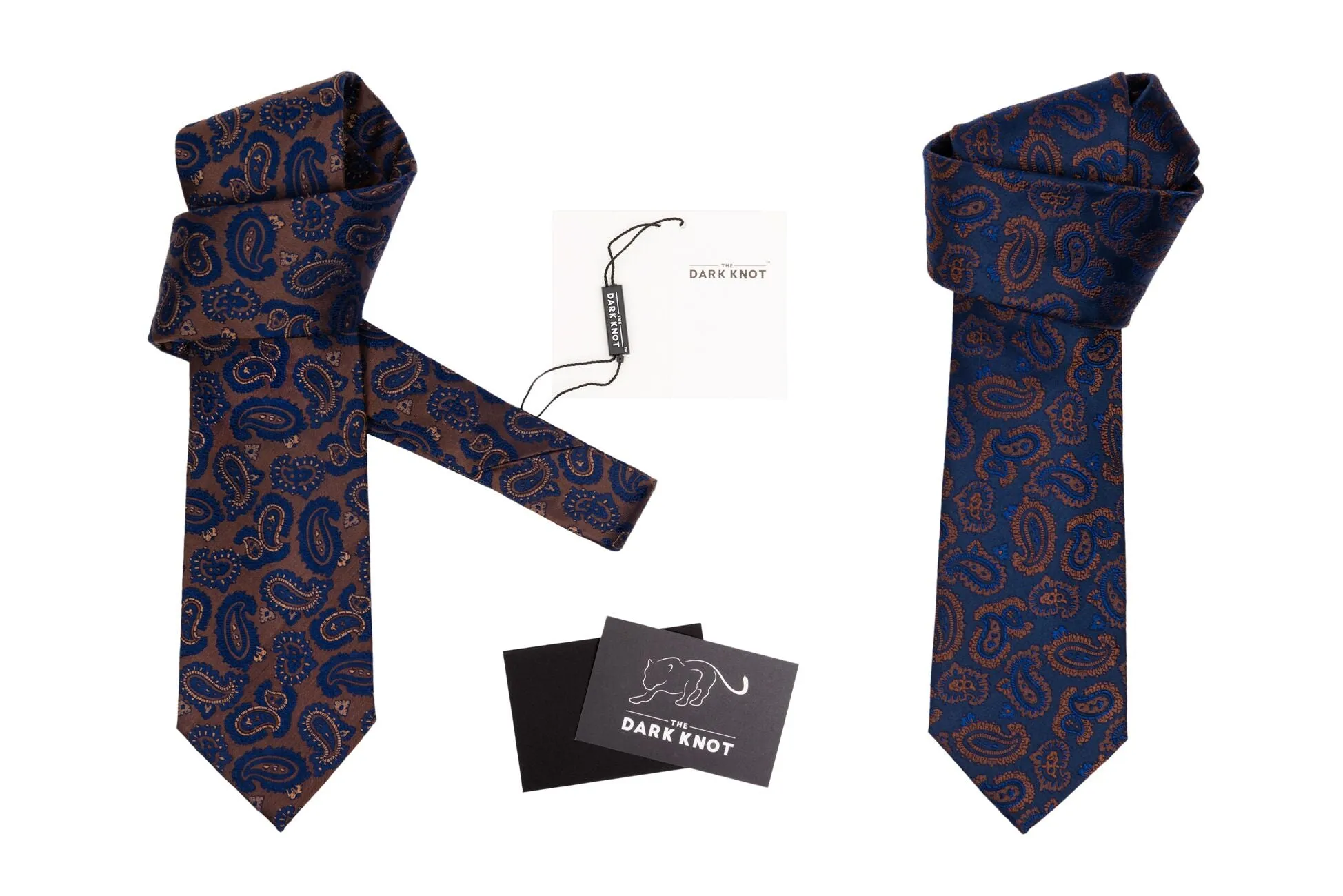 Exeter Paisley Silk Tie, Blue / Brown sold by The Dark Knot Limited product image thumbnail 5
