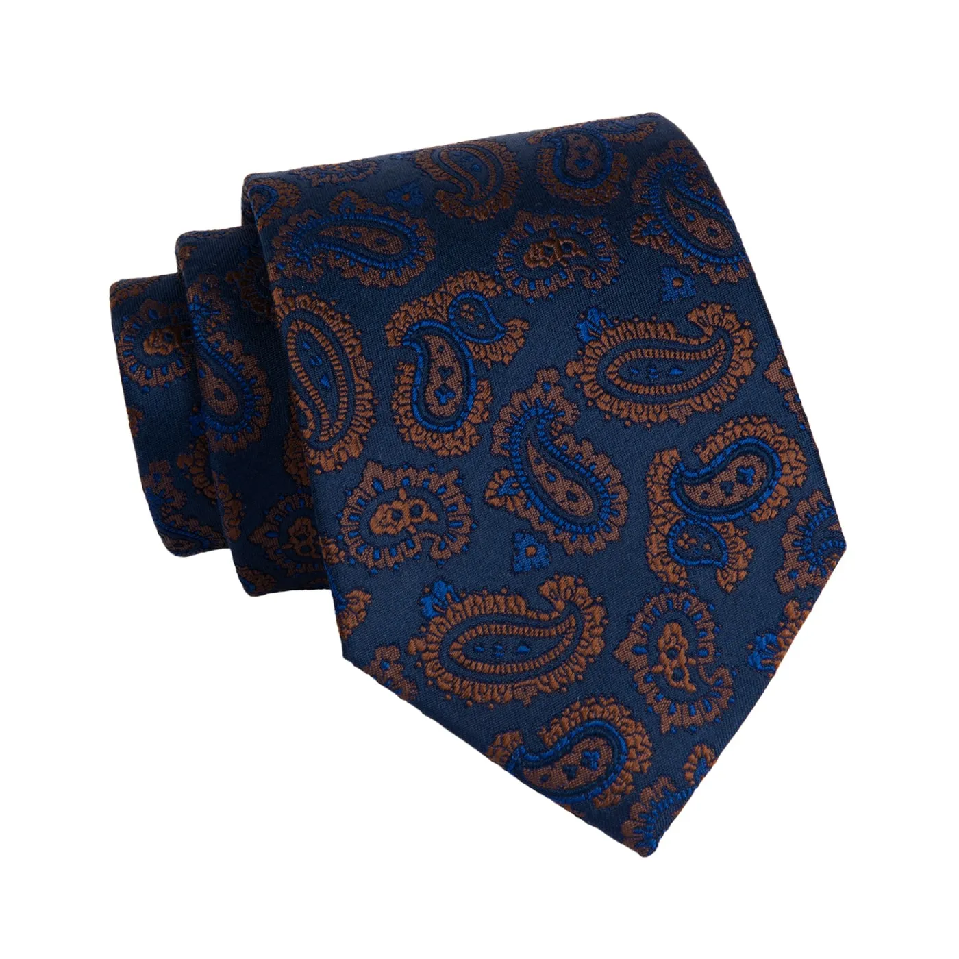 Exeter Paisley Silk Tie, Blue / Brown sold by The Dark Knot Limited product image thumbnail 2