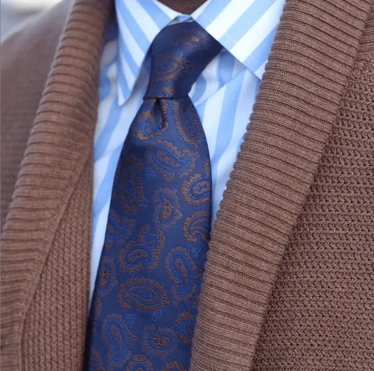 Exeter Paisley Silk Tie, Blue / Brown sold by The Dark Knot Limited product image thumbnail 3