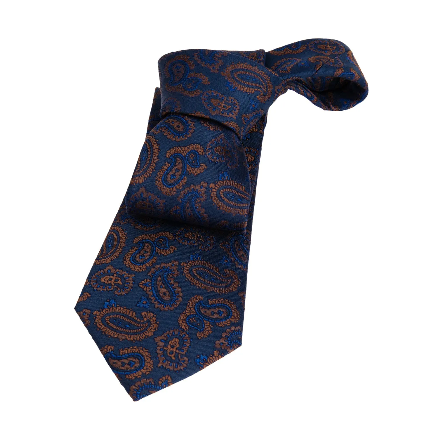 Exeter Paisley Silk Tie, Blue / Brown sold by The Dark Knot Limited