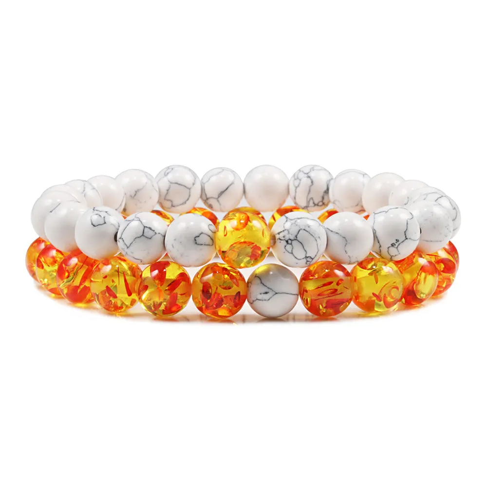 San Bernandino Stackable Beaded Bracelets, White / Yellow & Orange sold by The Dark Knot Limited