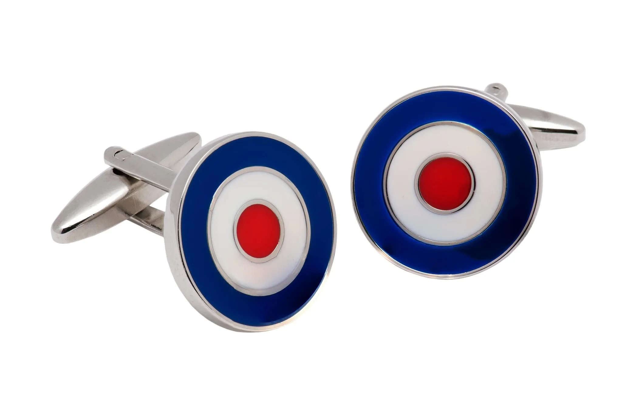 Williamsburg Blue, White, and Red Rhodium Plated Brass Cufflinks sold by The Dark Knot Limited