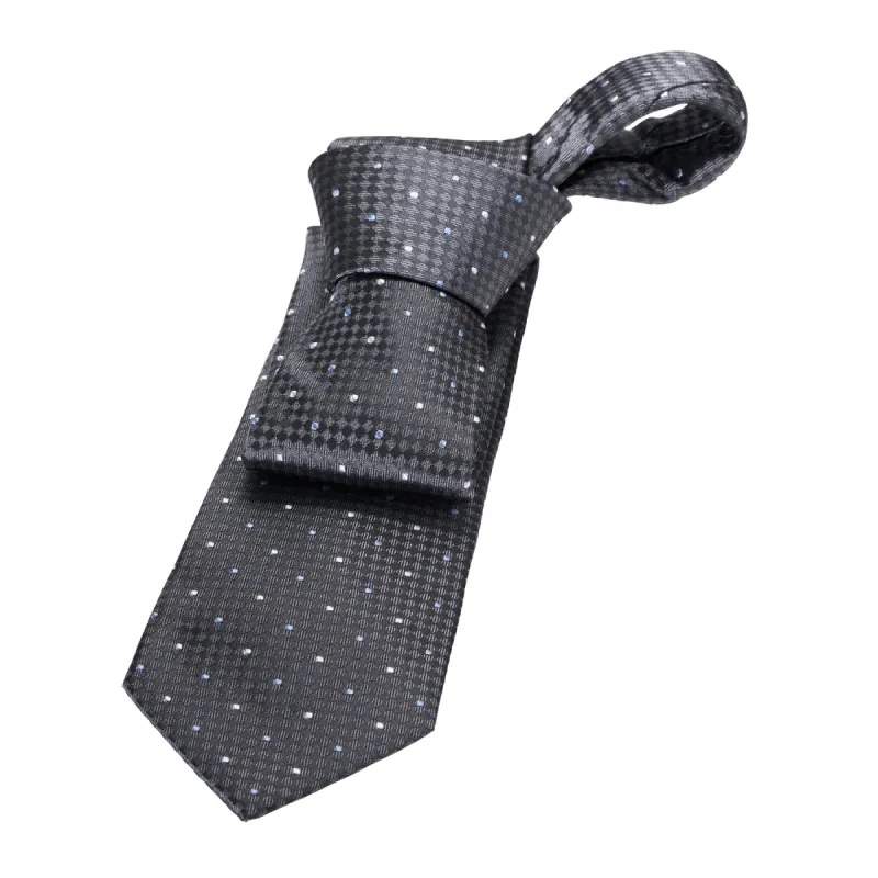 French Creek Polka Dot Silk Tie, Grey / Silver / Light Blue made by The Dark Knot Limited