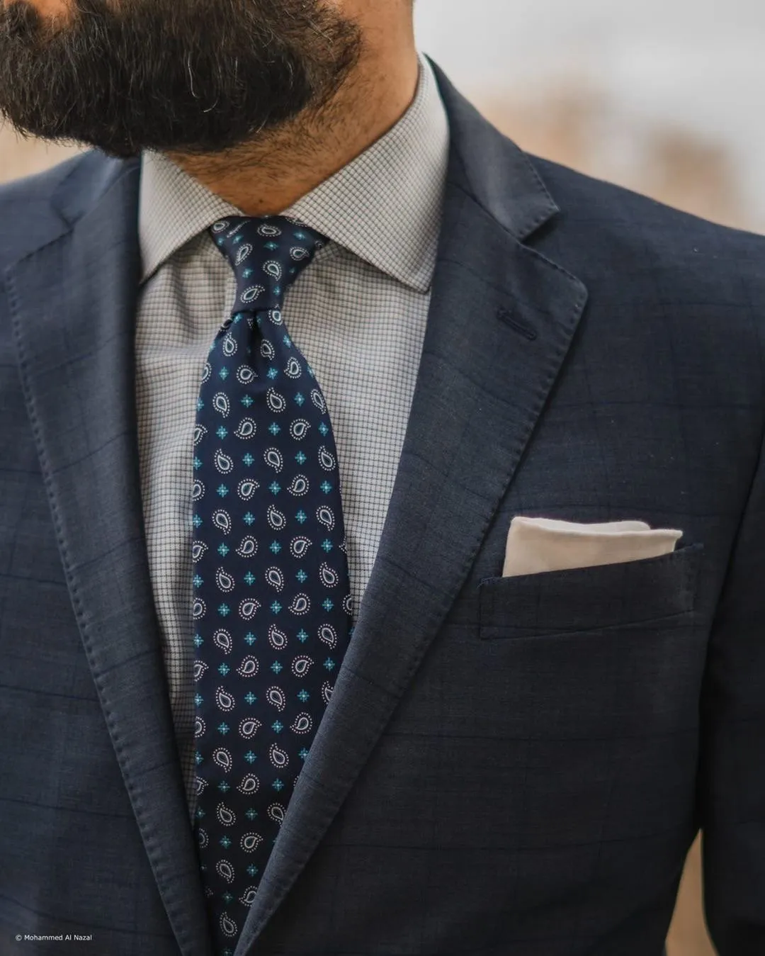 Bar Harbor Paisley Silk Tie, Navy / Turquoise / Silver sold by The Dark Knot Limited product image thumbnail 3