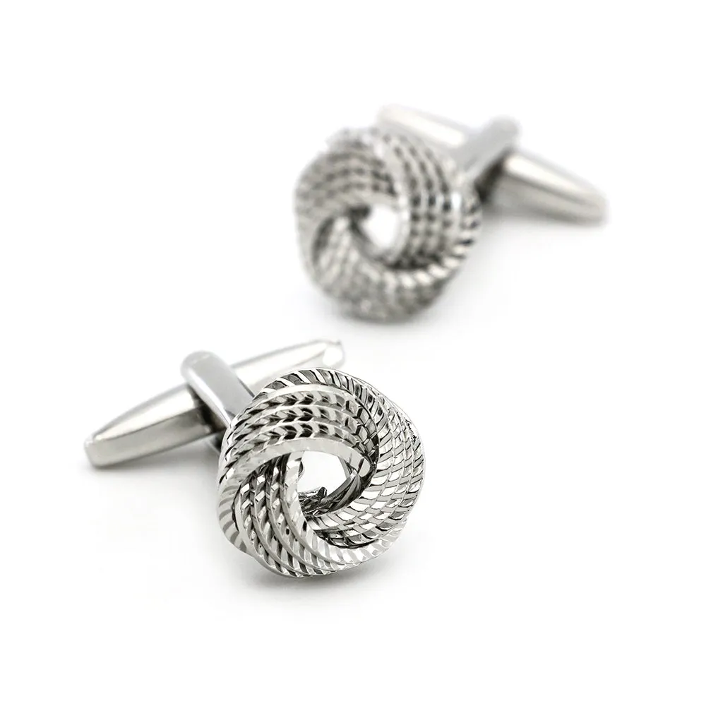 Bedford Silver Knot Rhodium Plated Copper Cufflinks sold by The Dark Knot Limited