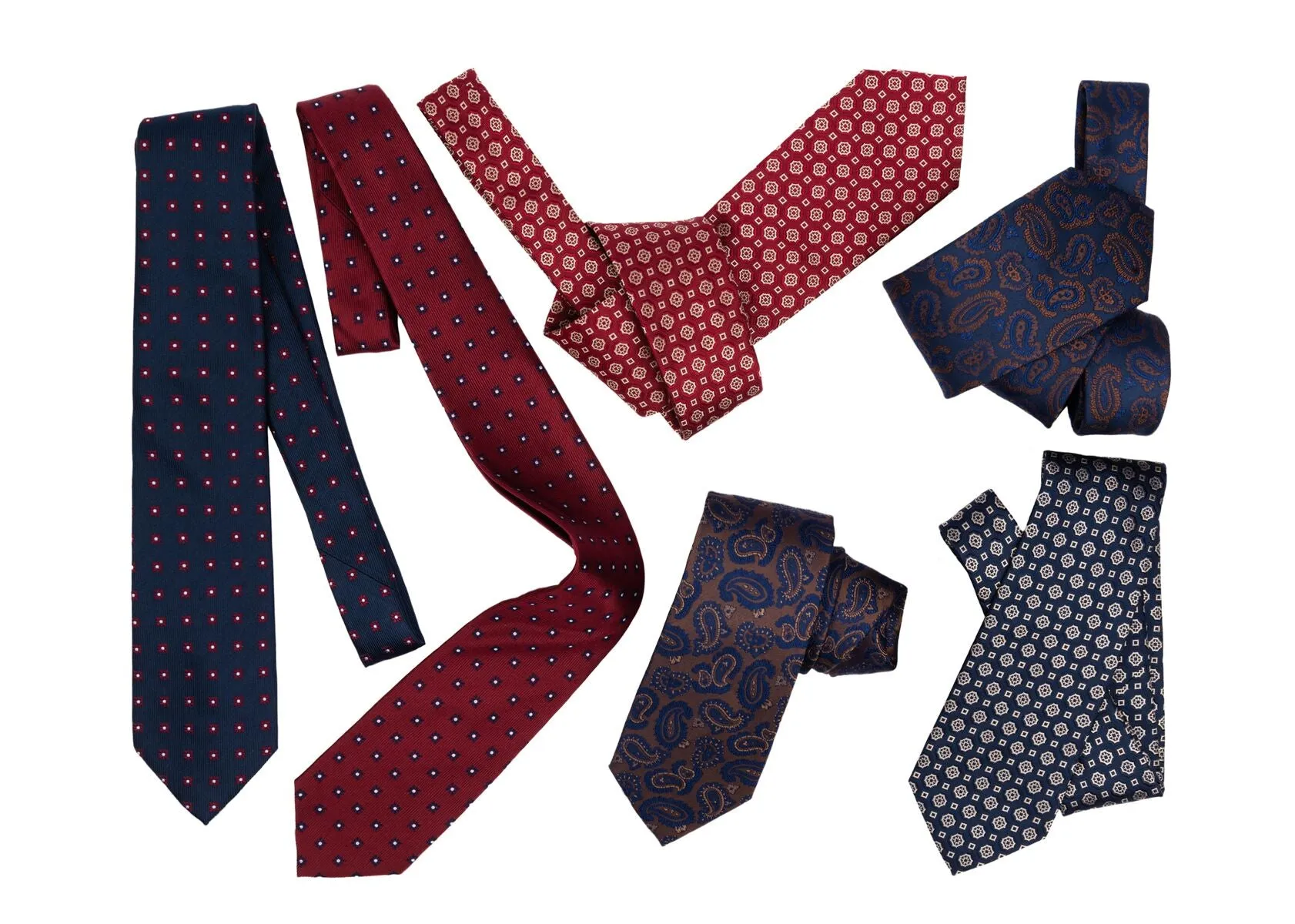 Oakland Foulard Silk Tie, Navy / Red / Silver sold by The Dark Knot Limited product image thumbnail 4
