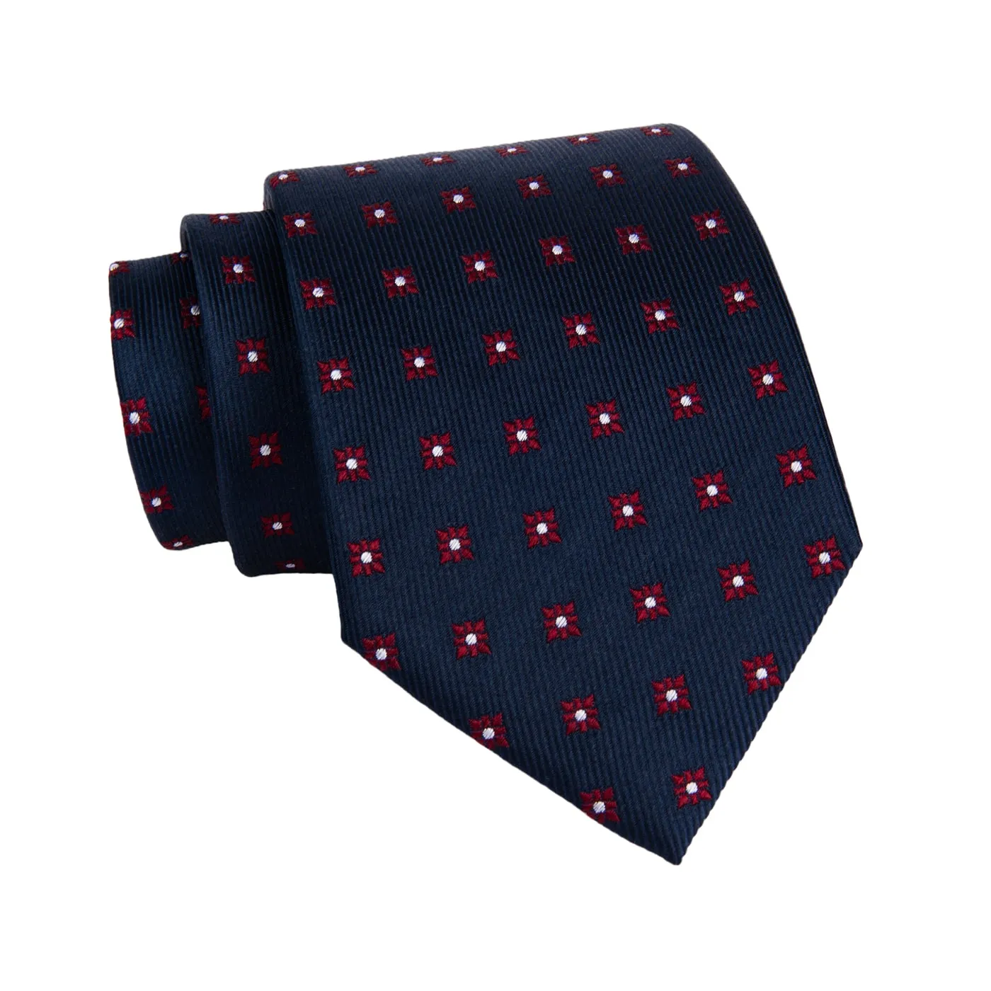 Oakland Foulard Silk Tie, Navy / Red / Silver sold by The Dark Knot Limited product image thumbnail 2
