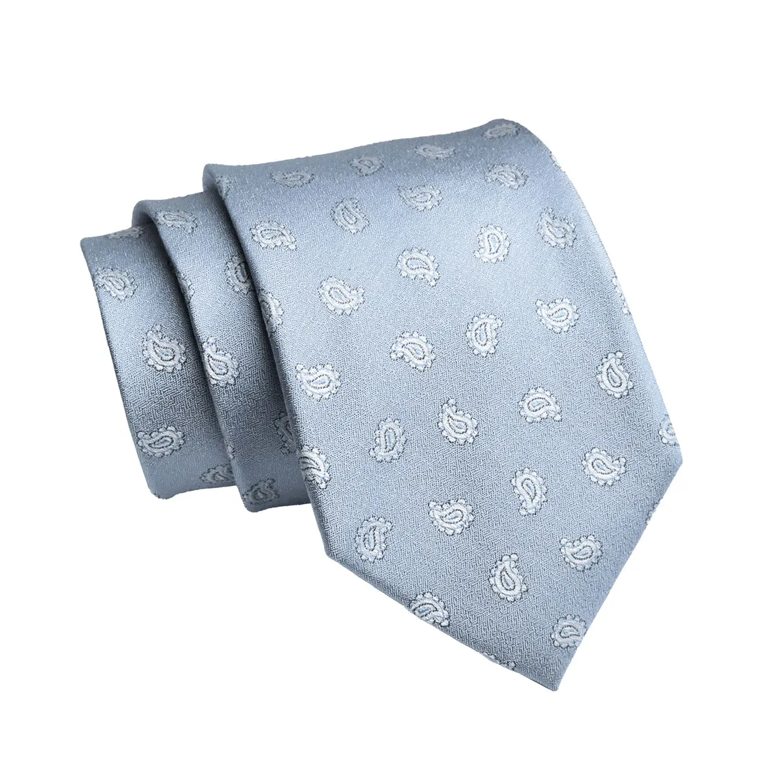 Oyster Bay Paisley Silk Tie, Light Blue / Silver sold by The Dark Knot Limited product image thumbnail 2