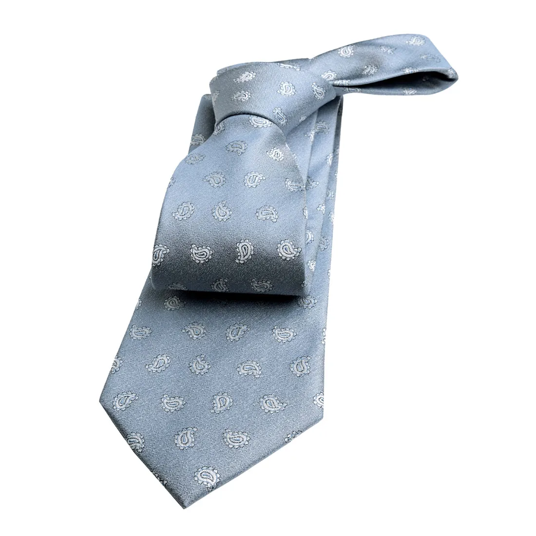 Oyster Bay Paisley Silk Tie, Light Blue / Silver sold by The Dark Knot Limited