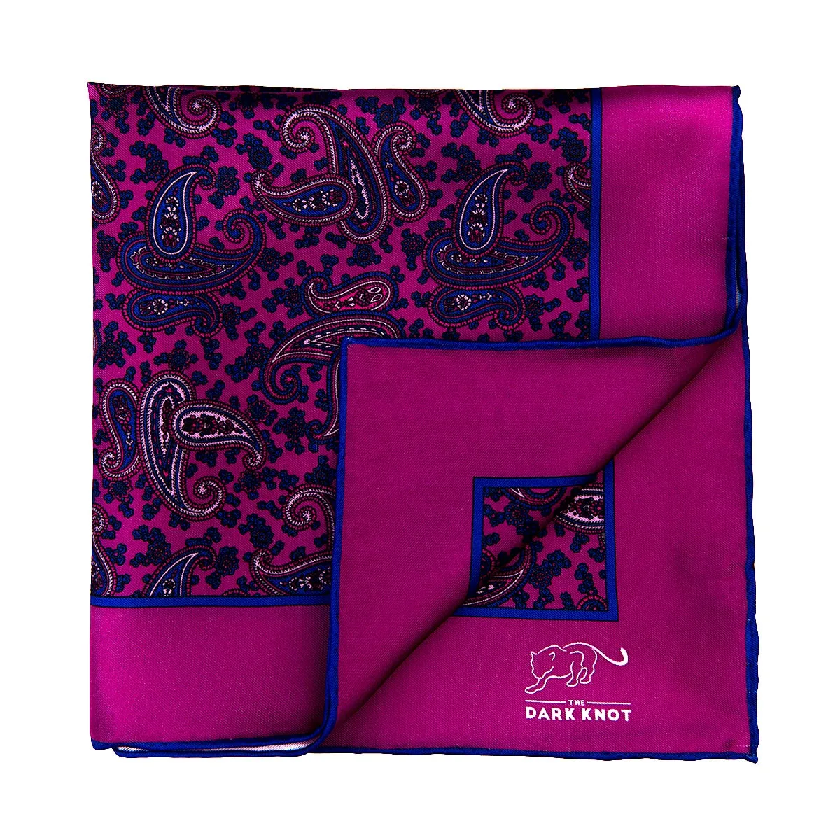 Hamilton Paisley Silk Pocket Square, Pink / Blue sold by The Dark Knot Limited