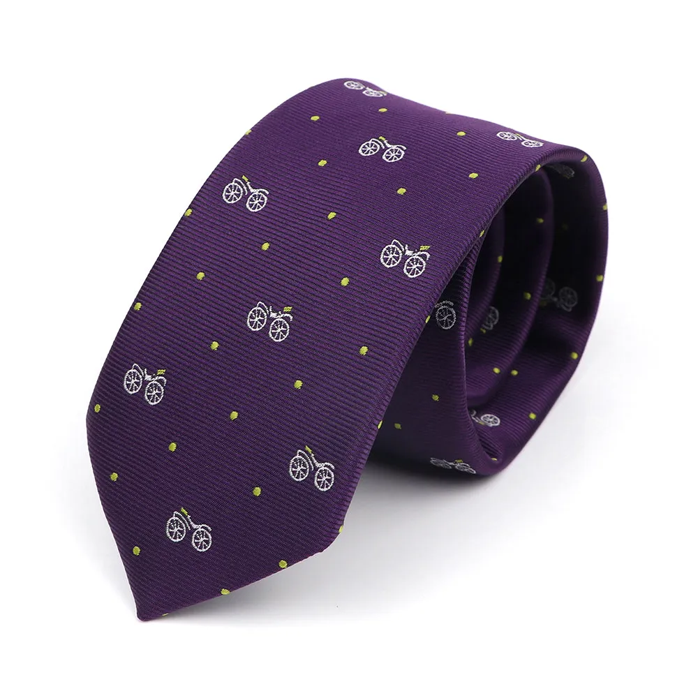 Bradenton Bicycles Skinny Polyester Tie, Purple / Light Green / Silver sold by The Dark Knot Limited
