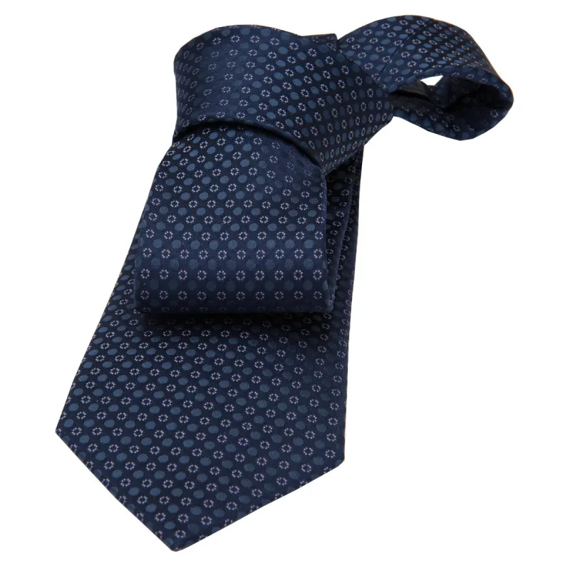 Newbury Dots Silk Tie, Navy / Lilac / Bluish Grey sold by The Dark Knot Limited