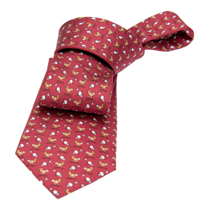Montauk Ducks Silk Tie, Burgundy / Brown sold by The Dark Knot Limited