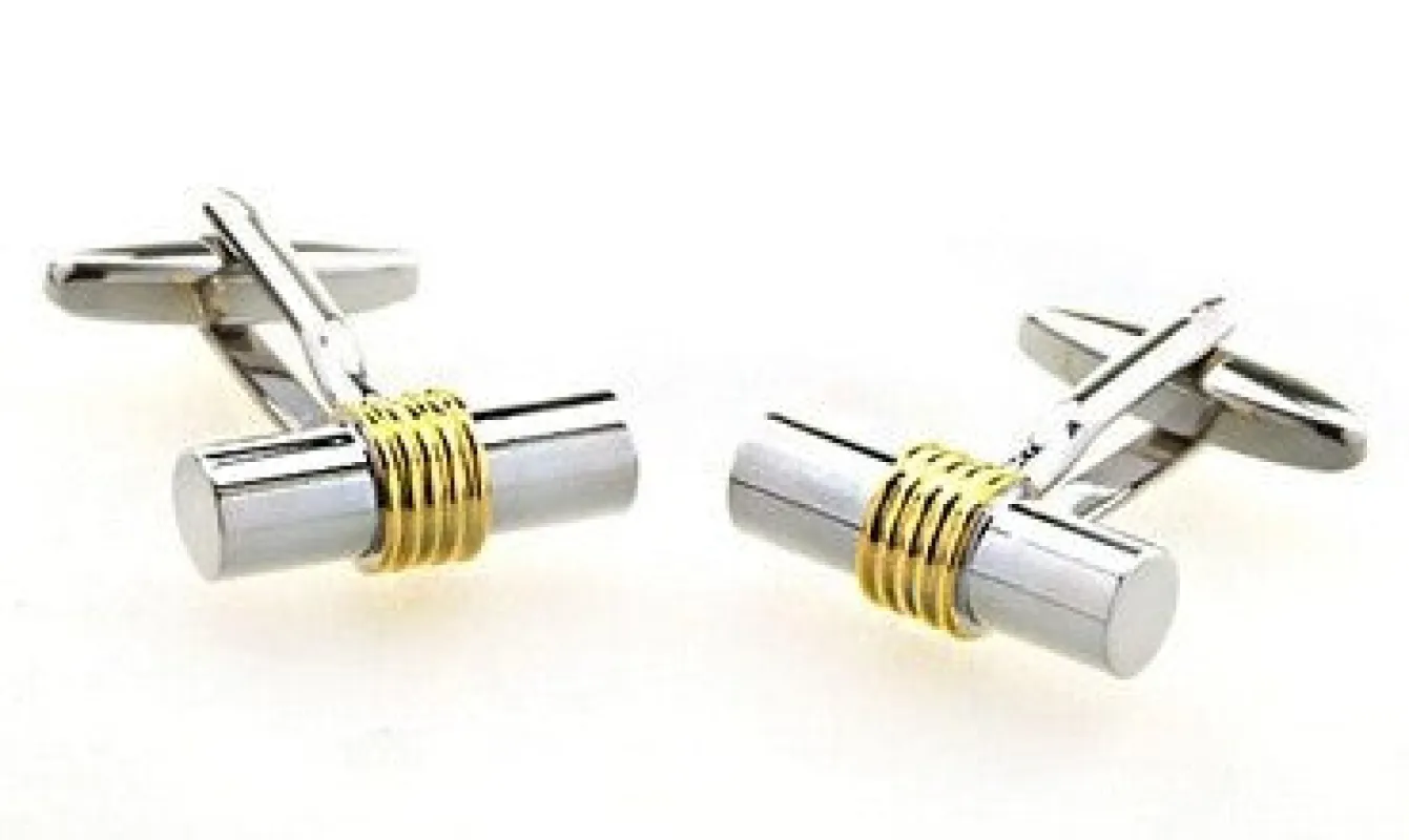 Stockton Silver & Gold Rhodium Plated Cufflinks sold by The Dark Knot Limited