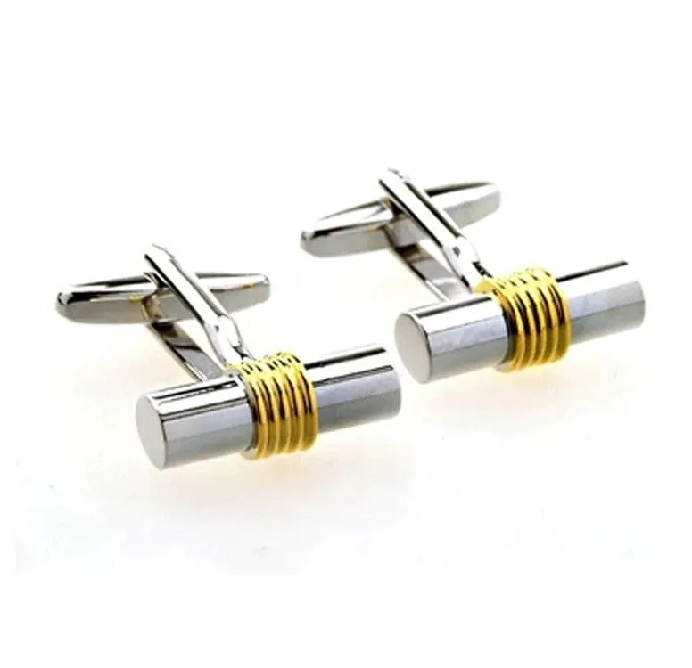 Stockton Silver & Gold Rhodium Plated Cufflinks sold by The Dark Knot Limited product image thumbnail 3