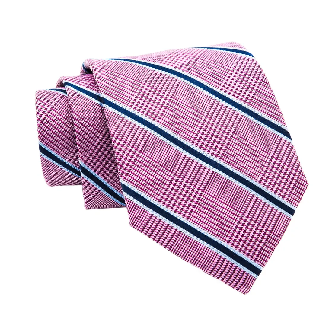Wilton Stripes Silk Tie, Pinkish Red / Navy sold by The Dark Knot Limited product image thumbnail 2