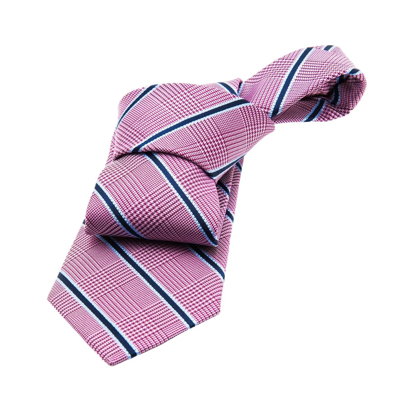 Wilton Stripes Silk Tie, Pinkish Red / Navy sold by The Dark Knot Limited