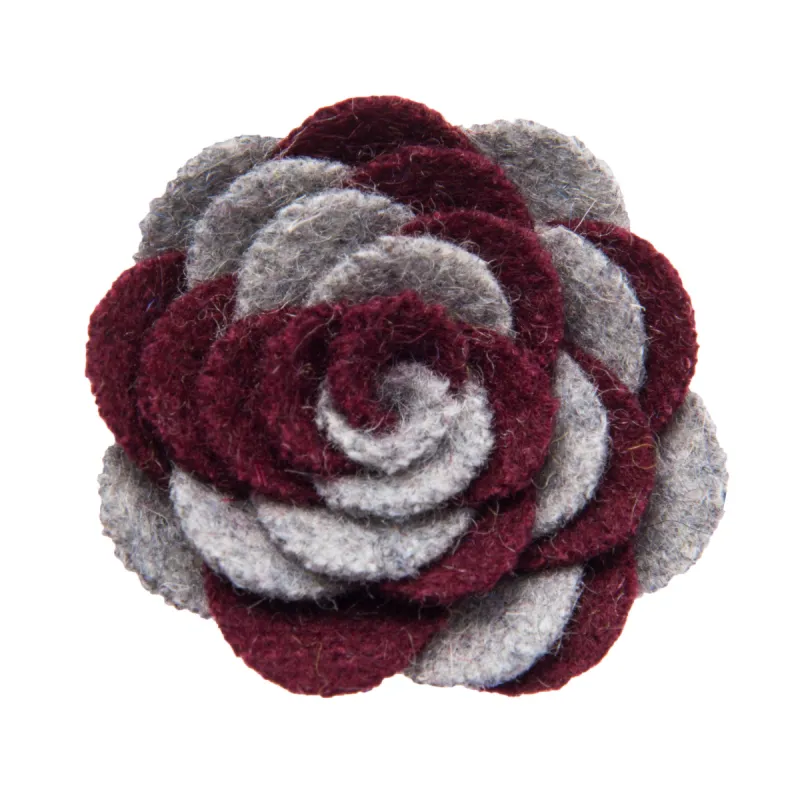 Washington Lapel Flower, Grey / Burgundy sold by The Dark Knot Limited