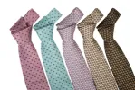 Fall River Foulard Silk Tie, Pink / Grey sold by The Dark Knot Limited