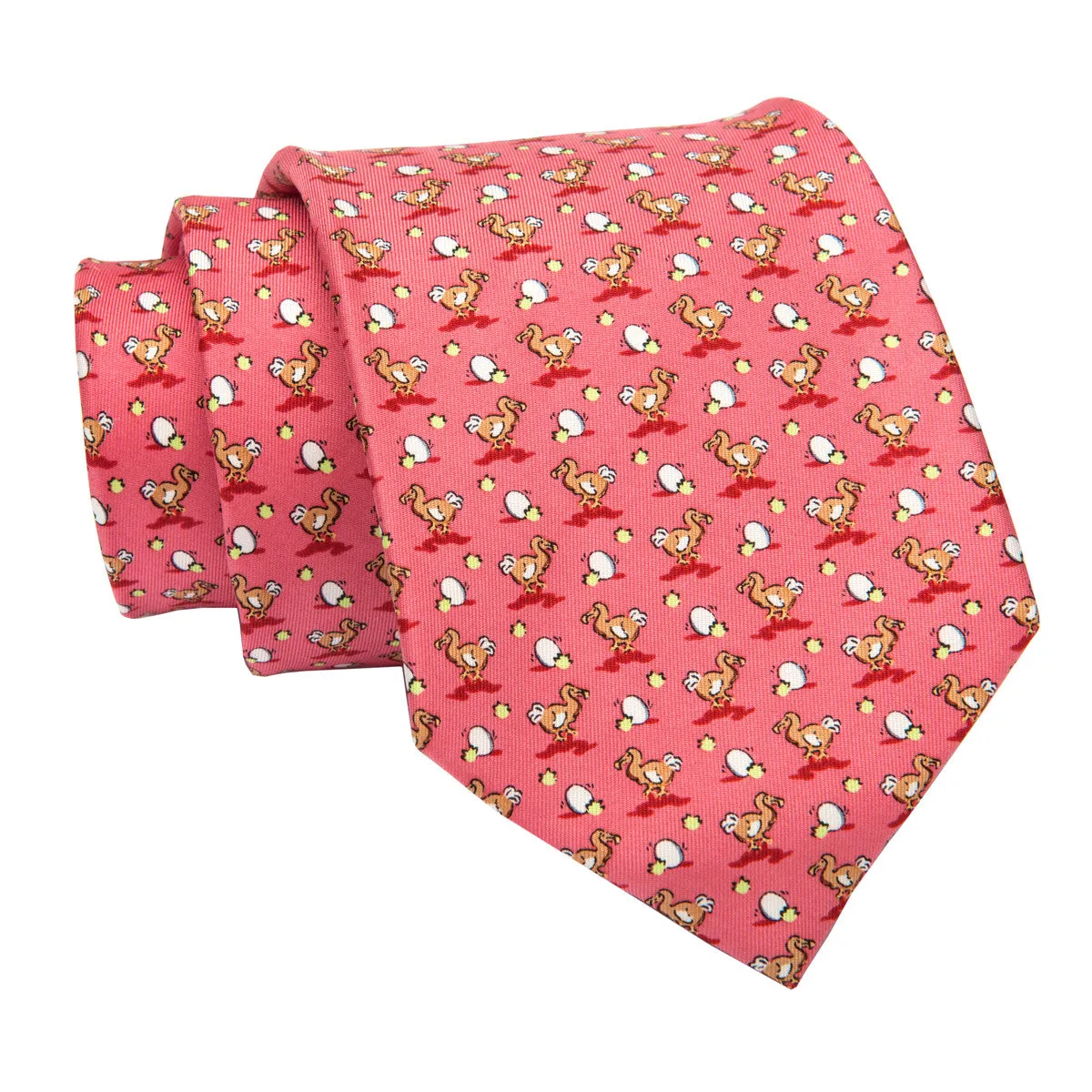 Montauk Ducks Silk Tie, Coral / Brown sold by The Dark Knot Limited product image thumbnail 2