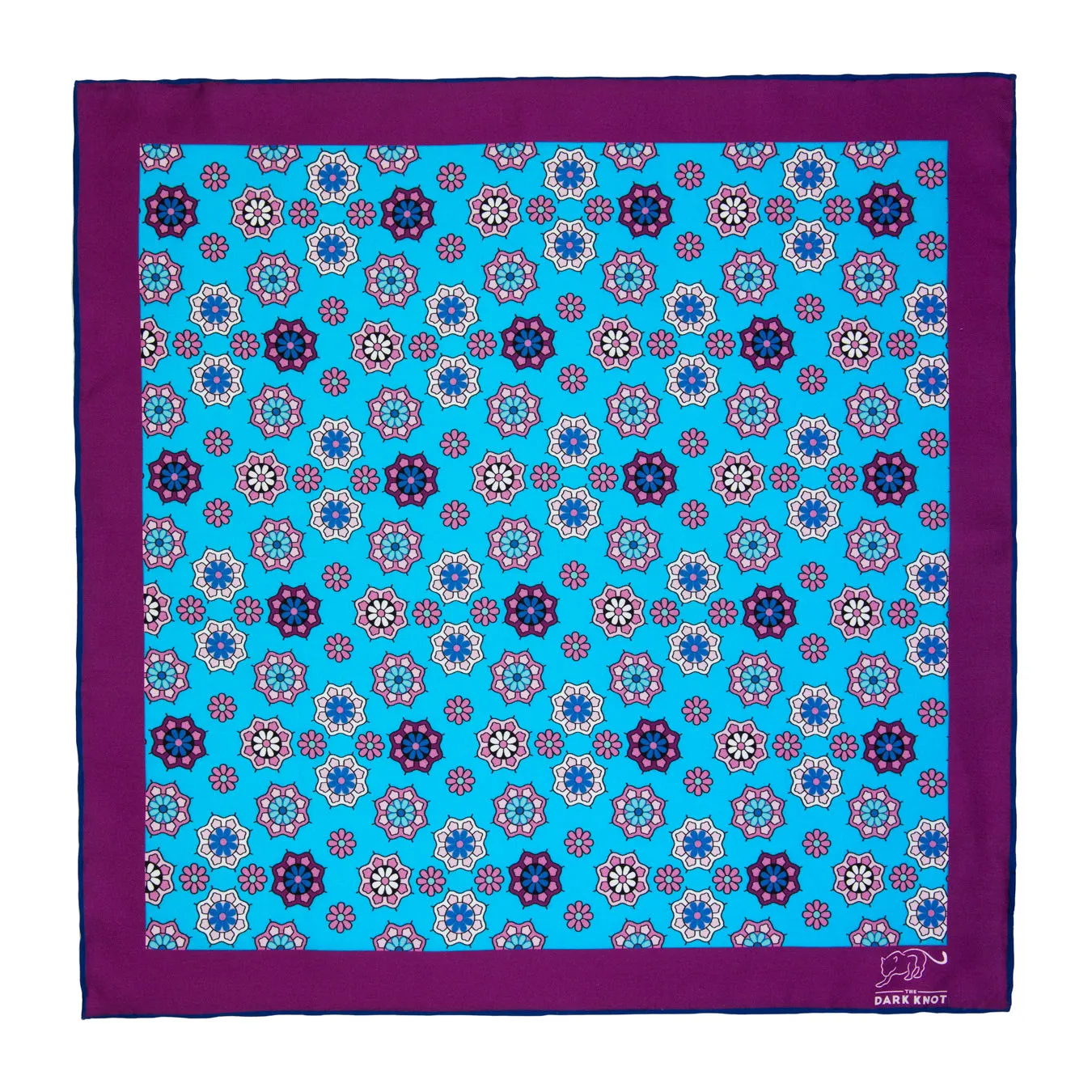 Everett Foulard Silk Pocket Square, Light Blue / Purple / Pink sold by The Dark Knot Limited product image thumbnail 2