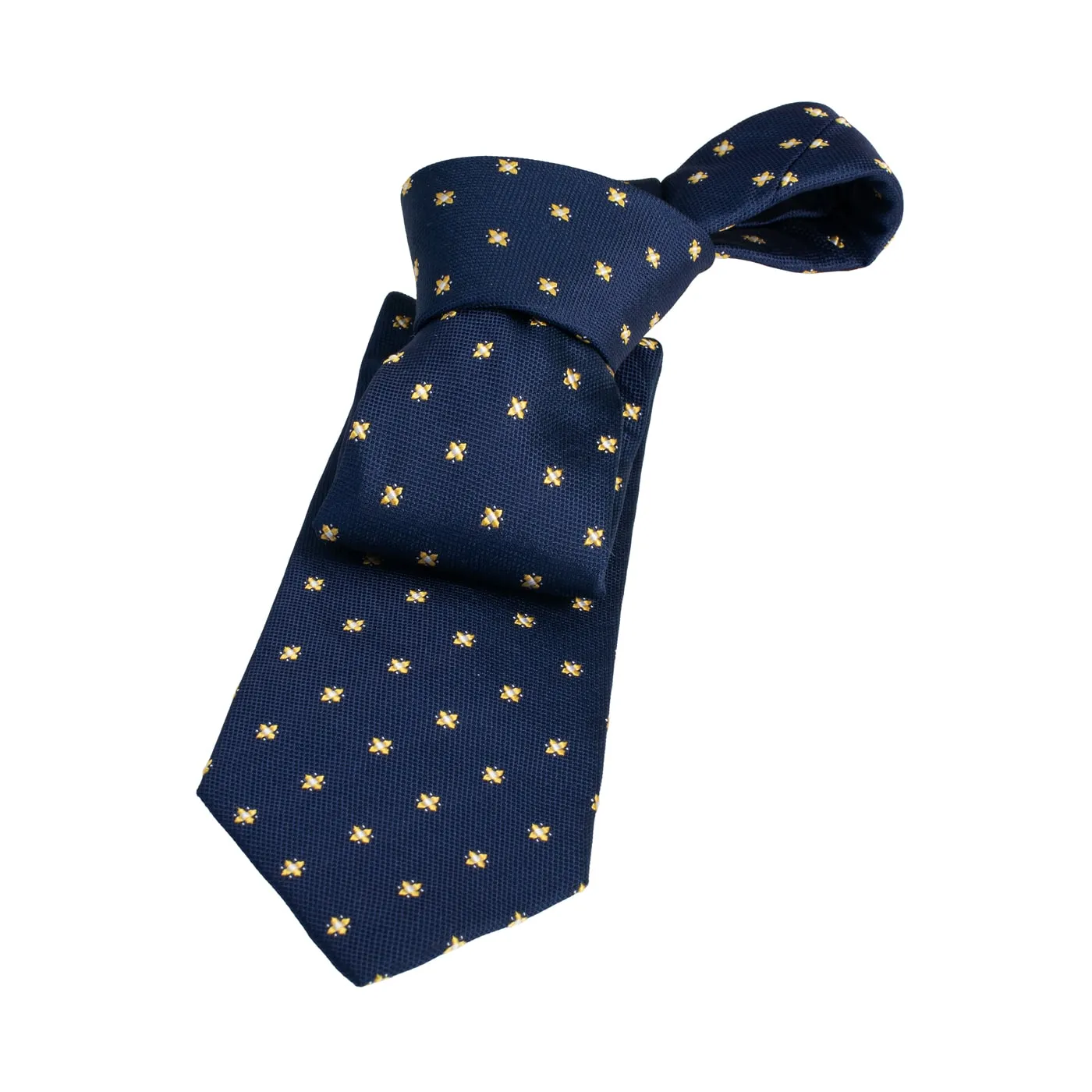 Millville Foulard Silk Tie, Navy / Gold sold by The Dark Knot Limited
