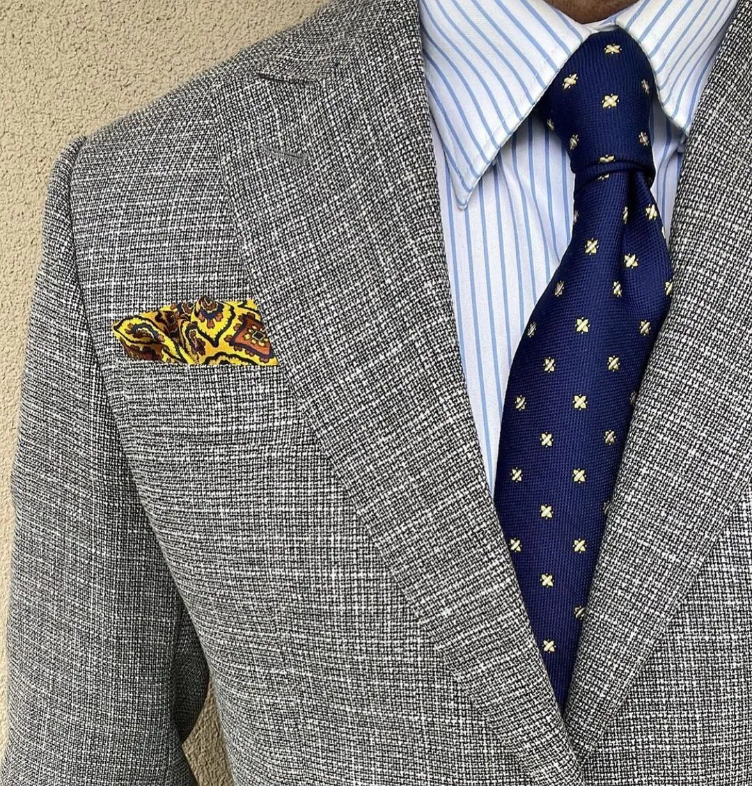 Millville Foulard Silk Tie, Navy / Gold sold by The Dark Knot Limited product image thumbnail 5