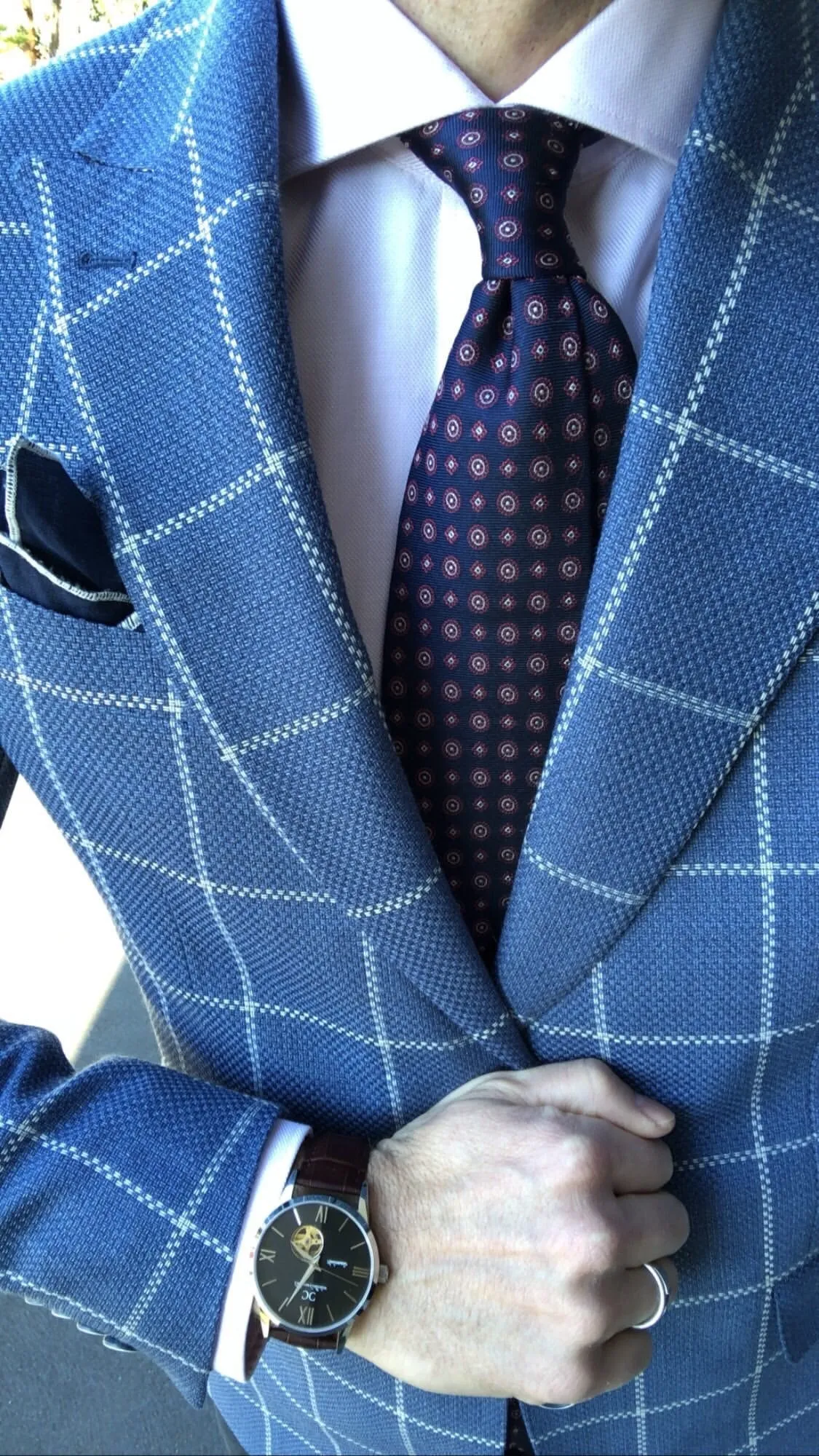 Ludlow Abstract Silk Tie, Navy / Red / Silver sold by The Dark Knot Limited product image thumbnail 3