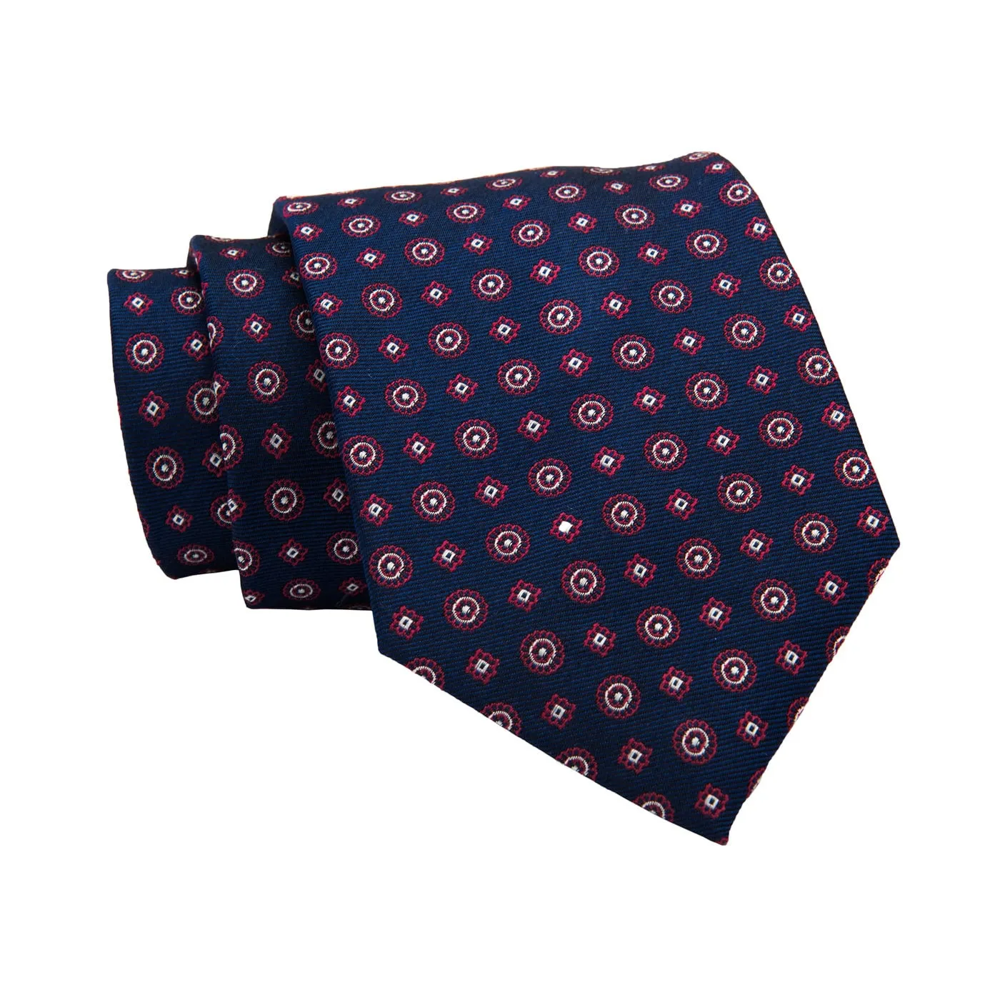 Ludlow Abstract Silk Tie, Navy / Red / Silver sold by The Dark Knot Limited product image thumbnail 2